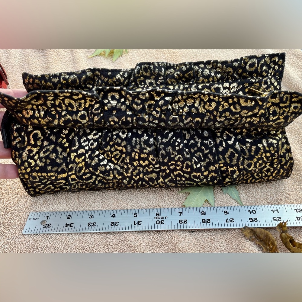 Black and gold animal print‎  zipper  clutch Express Limited